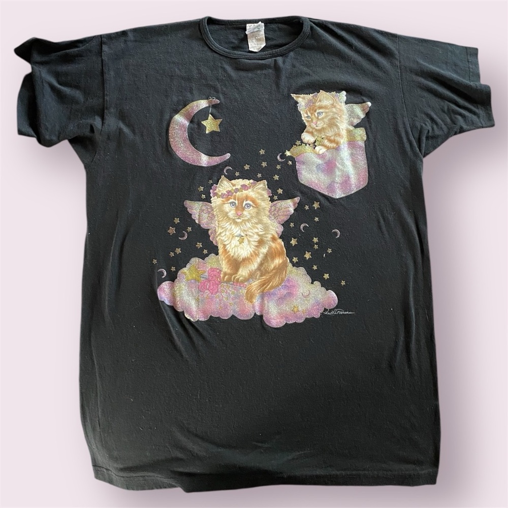 VTG Cat Graphic Oversized Atlas Sports Shirt- Nighty Shirt- Cottagecore Vintage - Picture 2 of 7